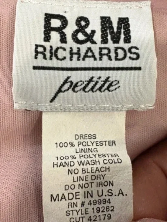 R&M Richards Vintage Petite Maxi Dress 6P Pink Floral Crinkle Chiffon Ruffle Hem - Picture 7 of 7